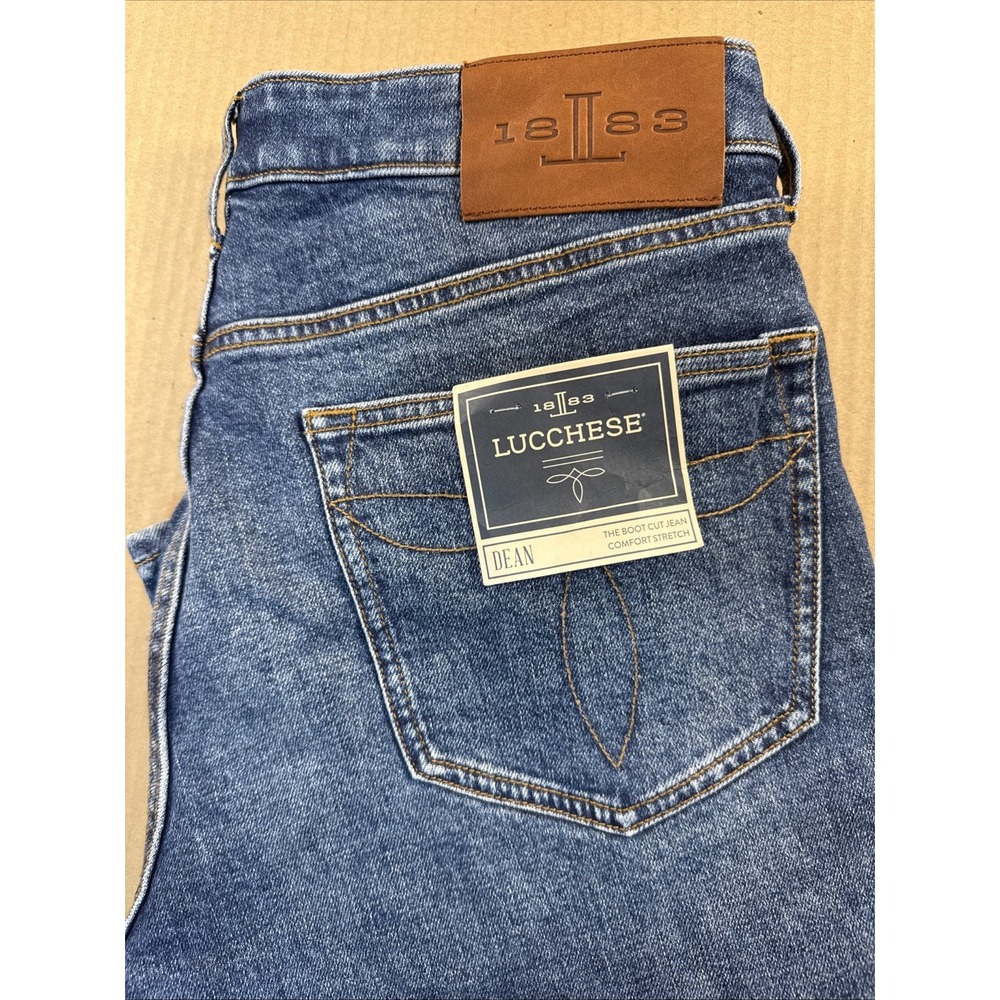Lucchese Jeans Dean Boot Cut, Size 34x34 Fabric Made in Italy, NWT‎